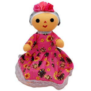 Muñeca Lele Abuelita 28cm Vestido Frida Rosa 100% Artesanal Marlele Bonita
