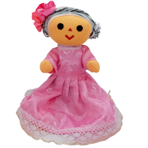 Muñeca Lele Abuelita 28cm Vestido Liso Rosa 100% Artesanal Marlele Bonita